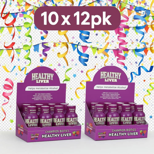 Ultimate party edition 10 x 12 pack Healthy Liver 2oz probiotic shot