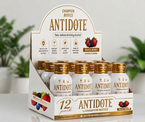 12-Pack 2 oz Antidote pre-alcohol and Liver Supplement shot - Champion Biotics