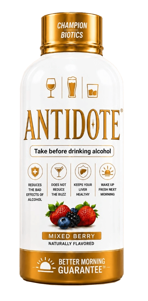 12-Pack 2 oz Antidote pre-alcohol and Liver Supplement shot - Champion Biotics