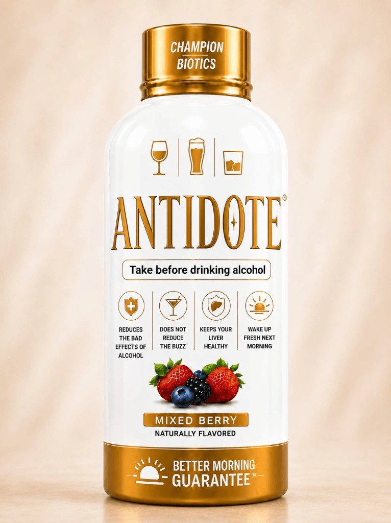 6-Pack 2 oz Antidote pre-alcohol and Liver Supplement shot - Champion Biotics