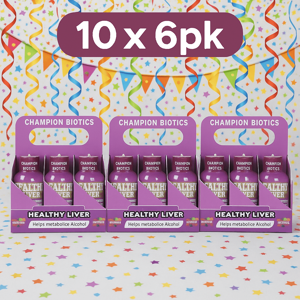 Party Edition 10 x 6 pack Healthy Liver 2oz probiotic shot - Champion Biotics